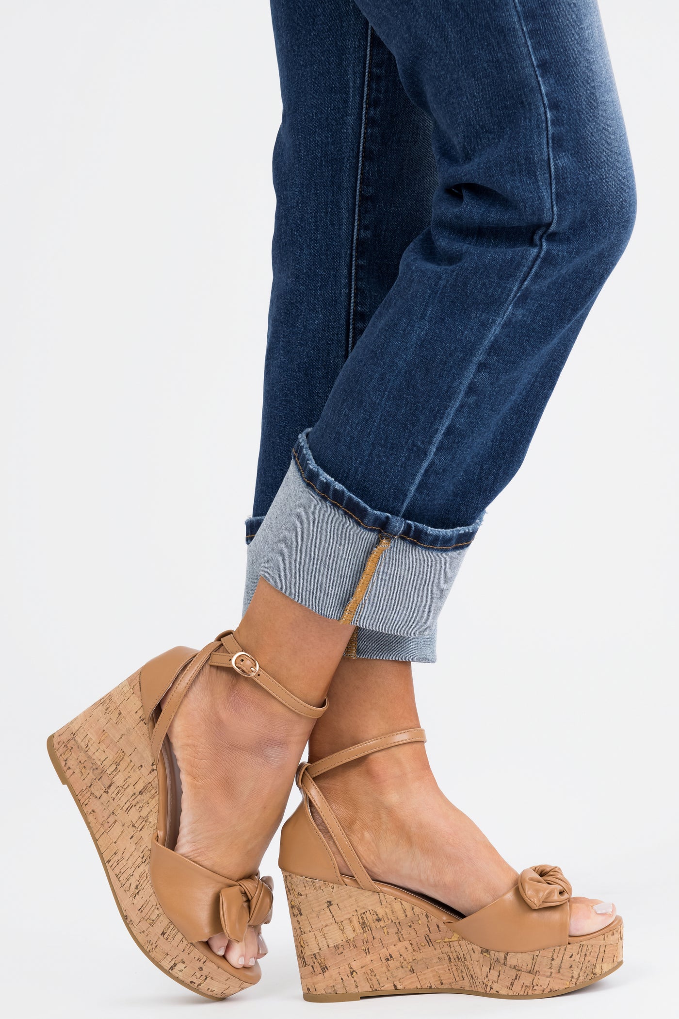 Brown Sugar Bow Open Toe Wedges