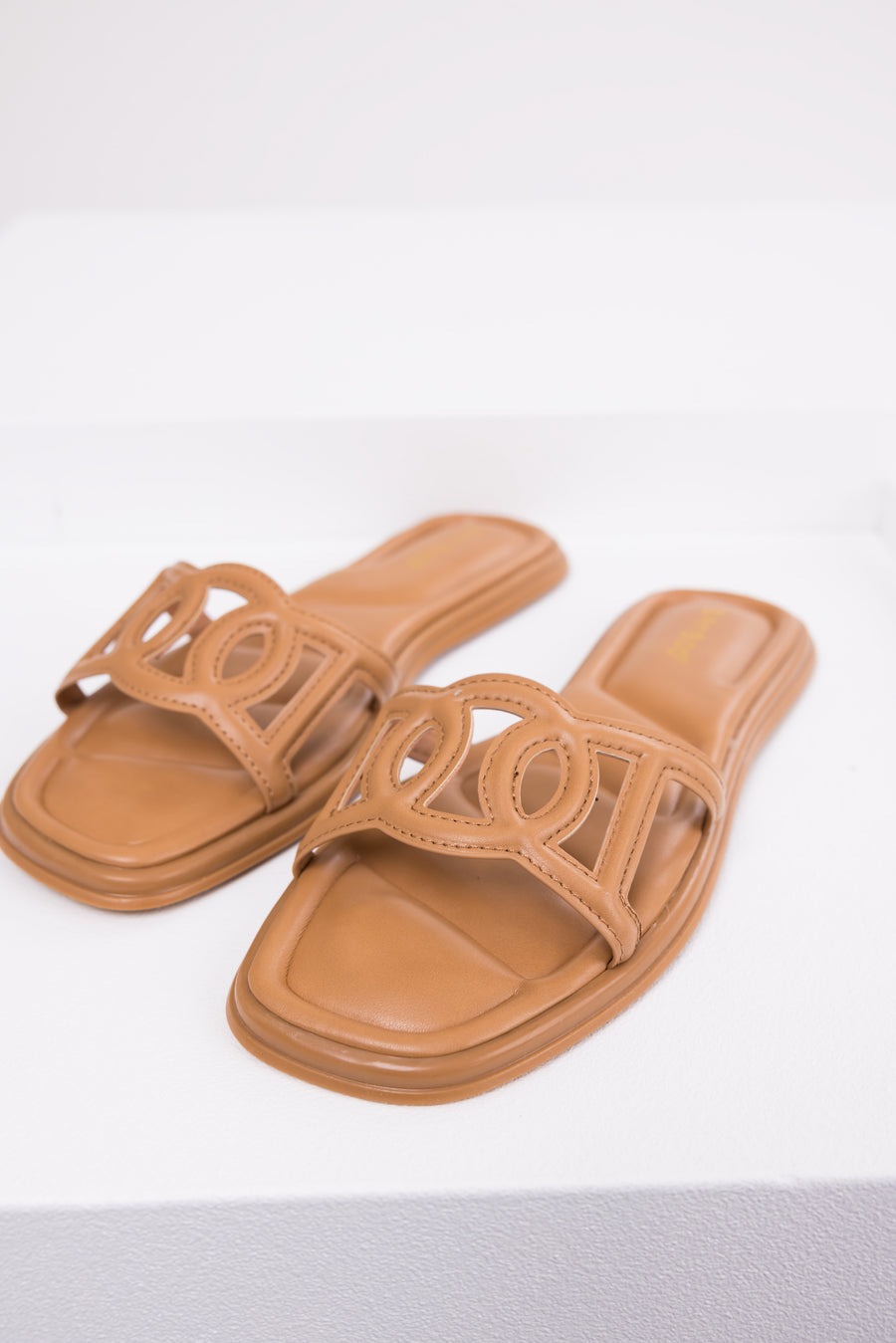 Brown Sugar Open Square Toe Flat Sandals