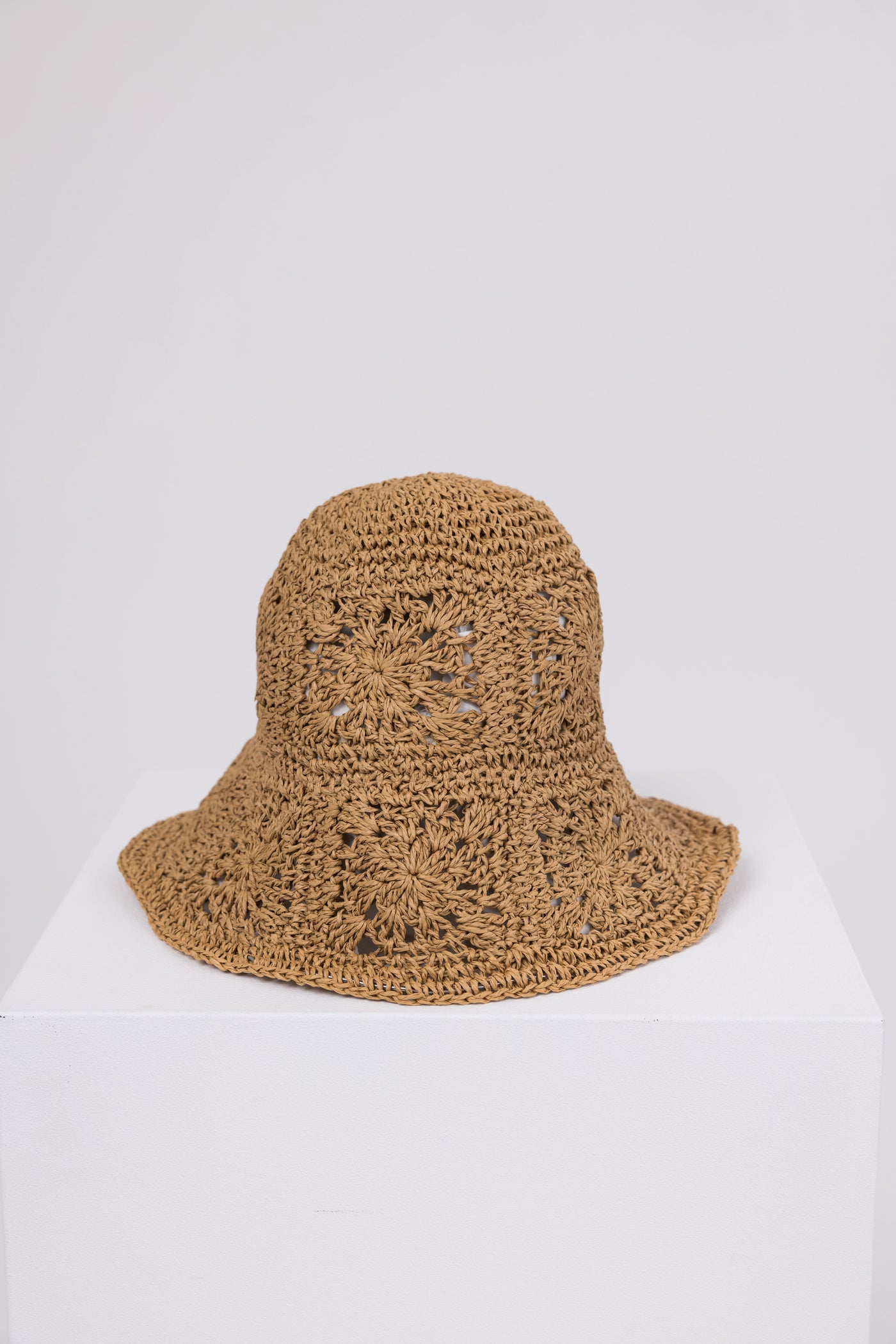 Brown Sugar Patterned Straw Bucket Hat