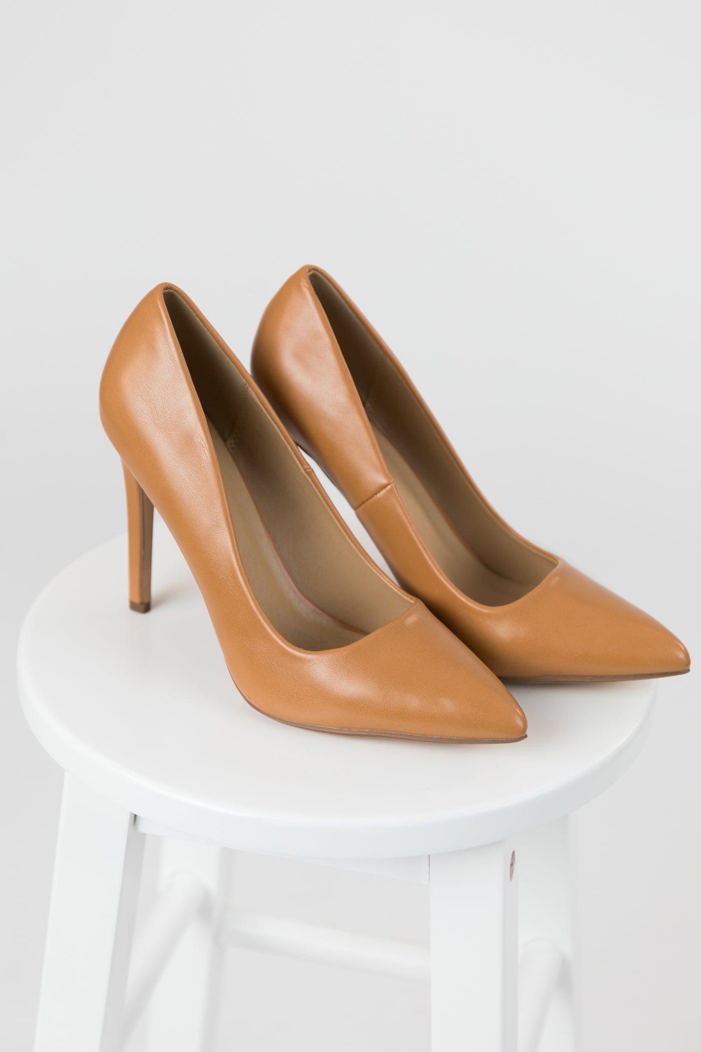 Brown Sugar Pleather Pointed Toe High Heel Pumps