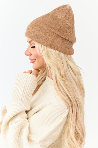 Brown Sugar Soft Fuzzy Knit Beanie
