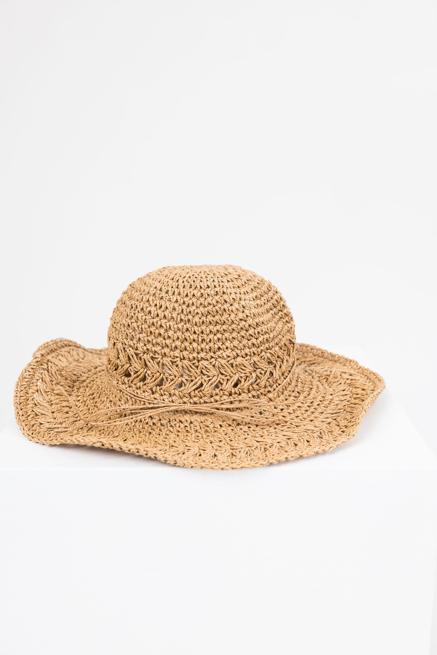 Brown Sugar Twine Tie Floppy Straw Sun Hat
