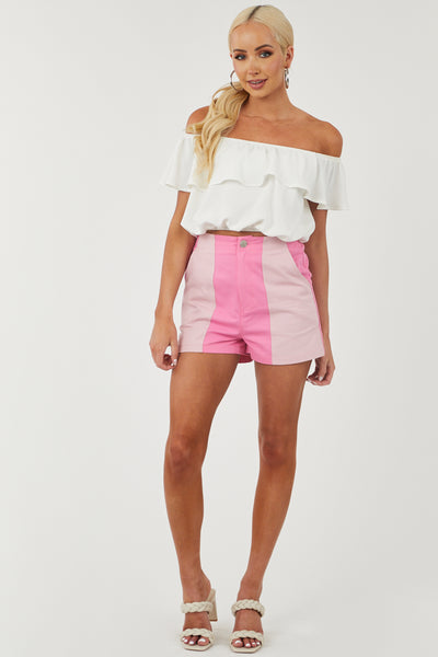 Bubblegum Colorblock High Rise Denim Shorts