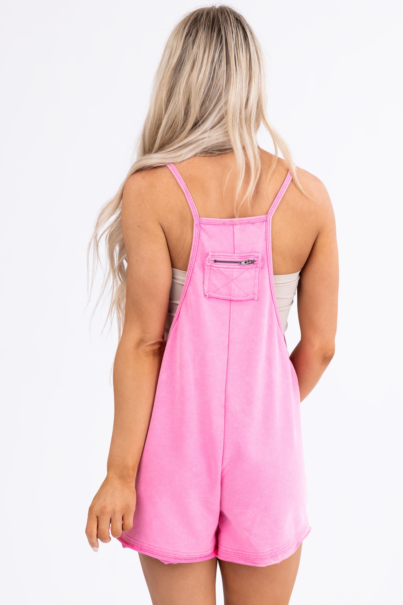 Bubblegum Washed French Terry Relaxed Romper