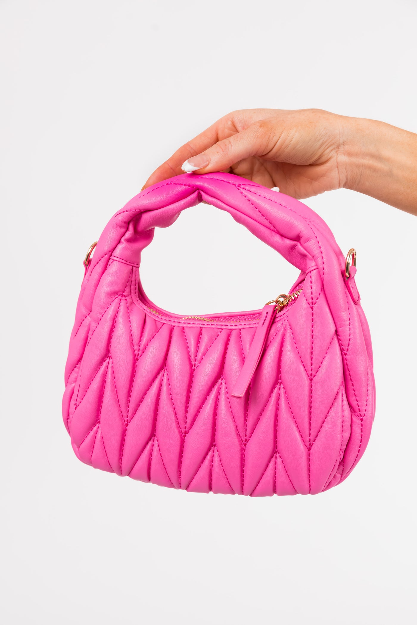 Bubblegum Textured Pleather Hand Bag