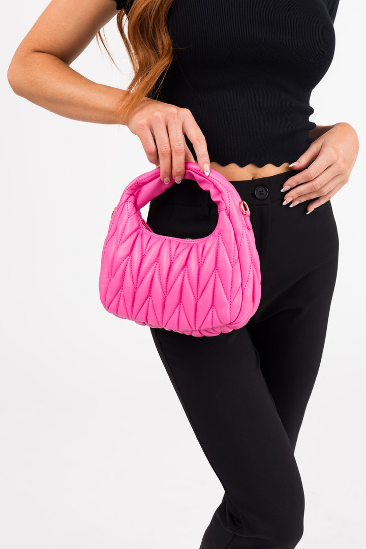Bubblegum Textured Pleather Hand Bag