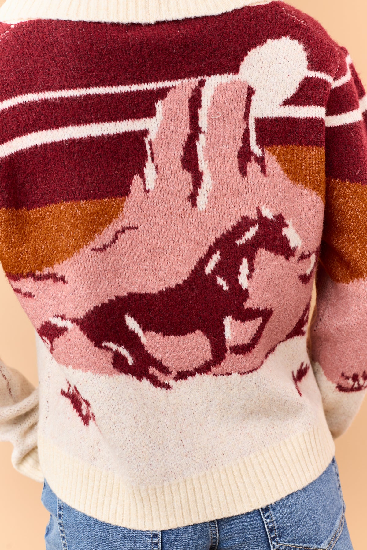 Burgundy Western Scenic Button Down Cardigan