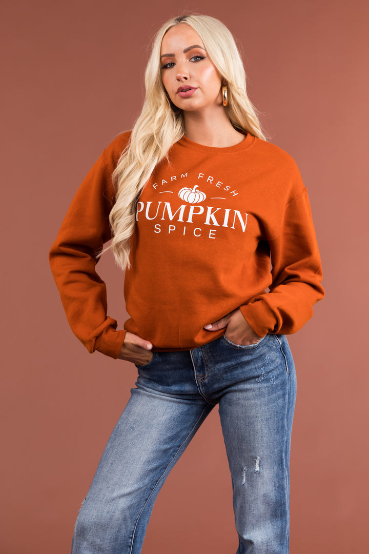 Burnt Orange 'Pumpkin Spice' Graphic Sweatshirt
