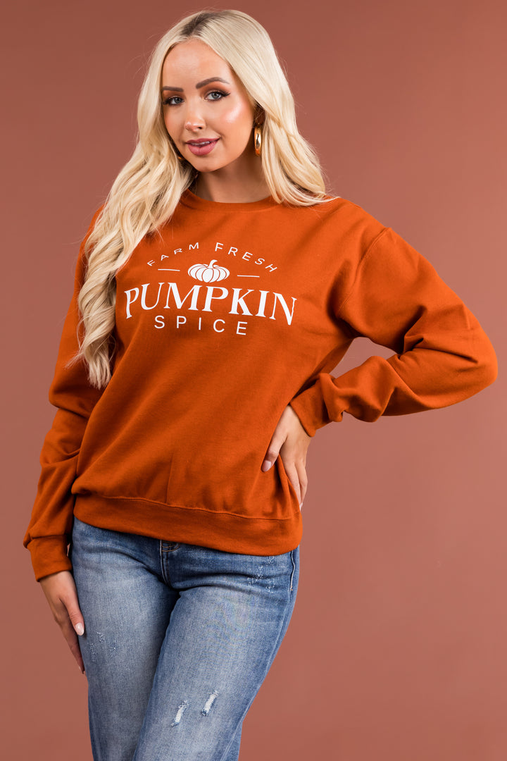 Burnt Orange 'Pumpkin Spice' Graphic Sweatshirt