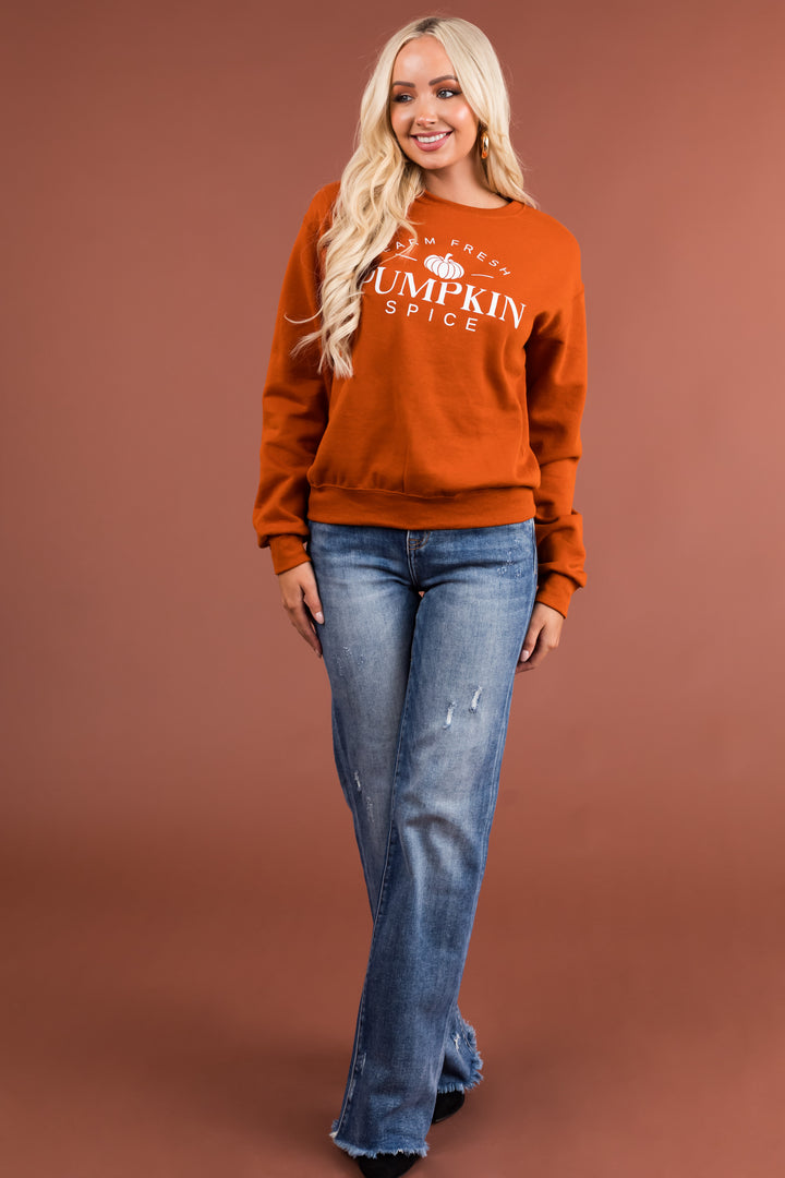 Burnt Orange 'Pumpkin Spice' Graphic Sweatshirt