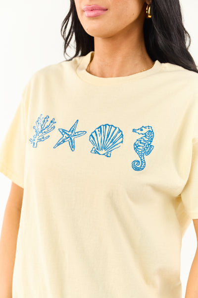 Buttercream Beachy Embroidery Relaxed Tee