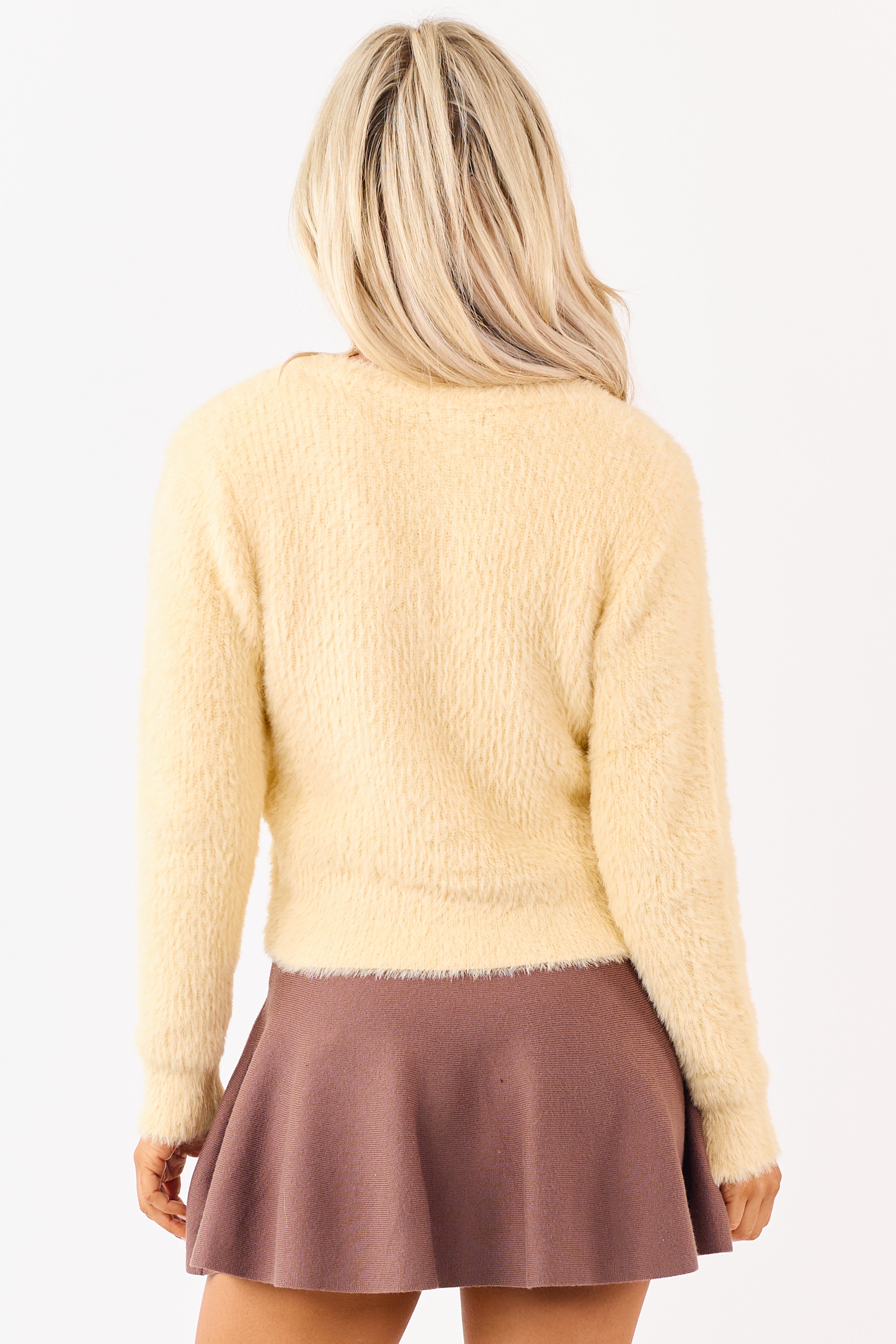 Buttercream Eyelash Knit Button Down Cardigan