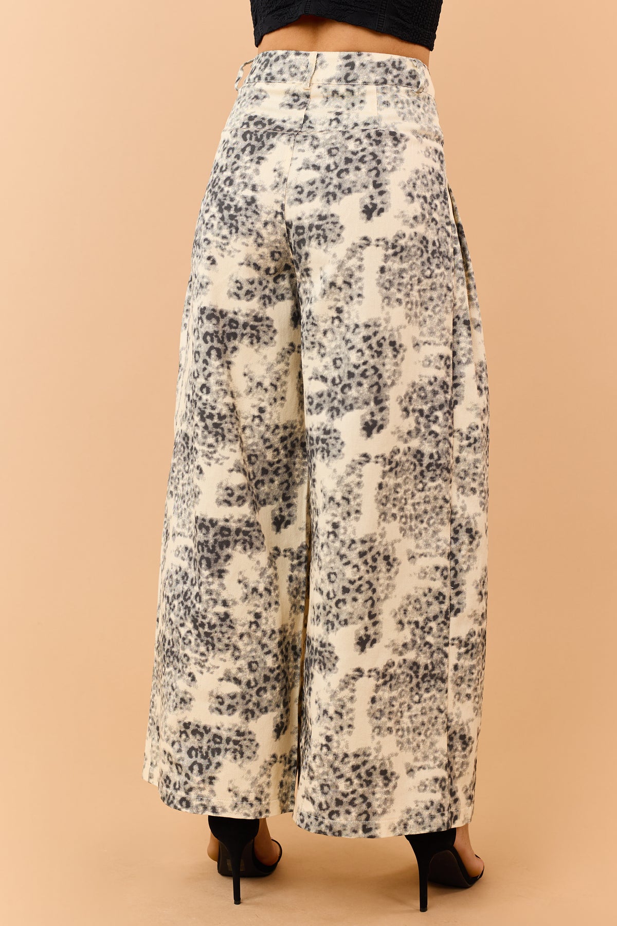 Buttercream Leopard Print Twill Wide Leg Pants