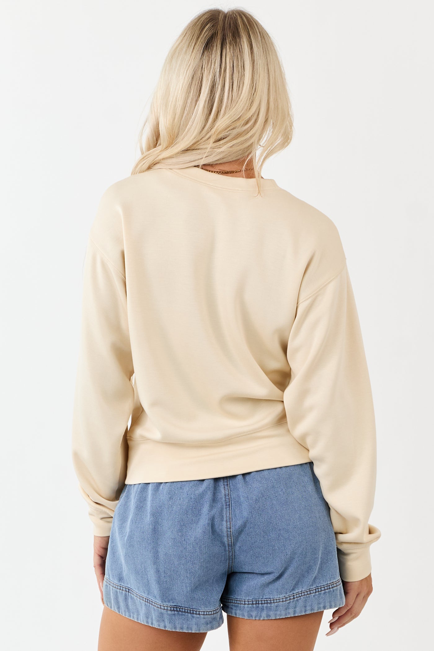 Buttercream Long Sleeve Crew Neck Knit Sweatshirt