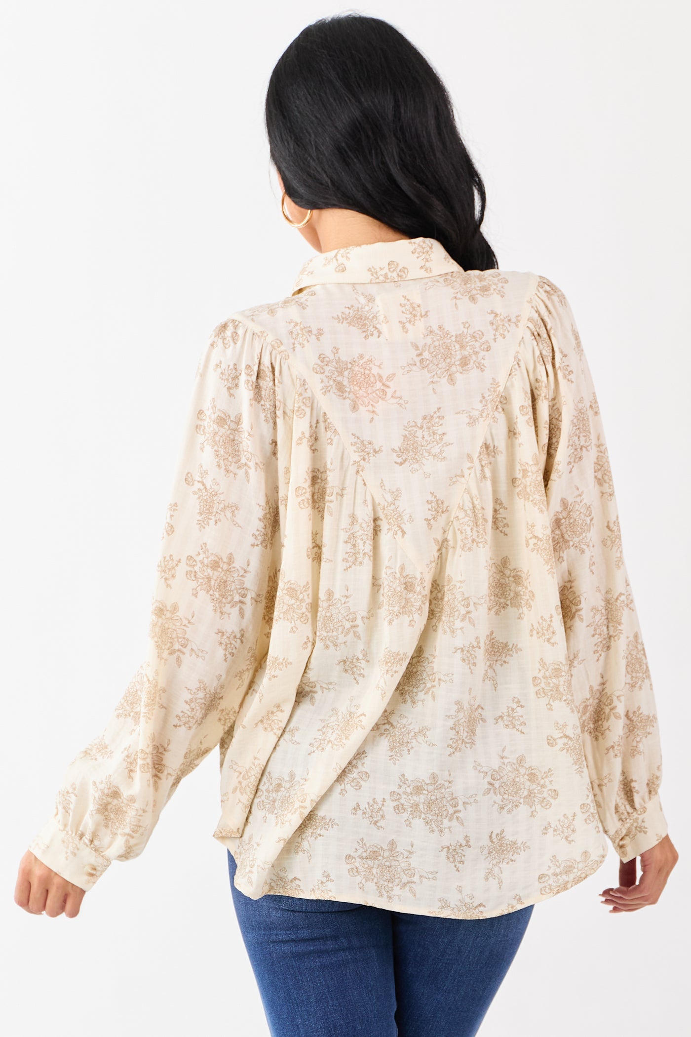 Buttercream Luxe Floral Print Cotton Button Up Top