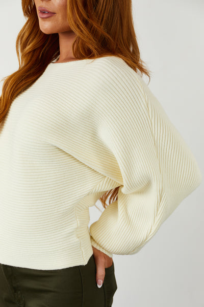 Buttercream Ribbed Dolman Sleeve Soft Sweater