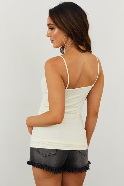 Buttercream Spaghetti Strap Seamless Knit Cami