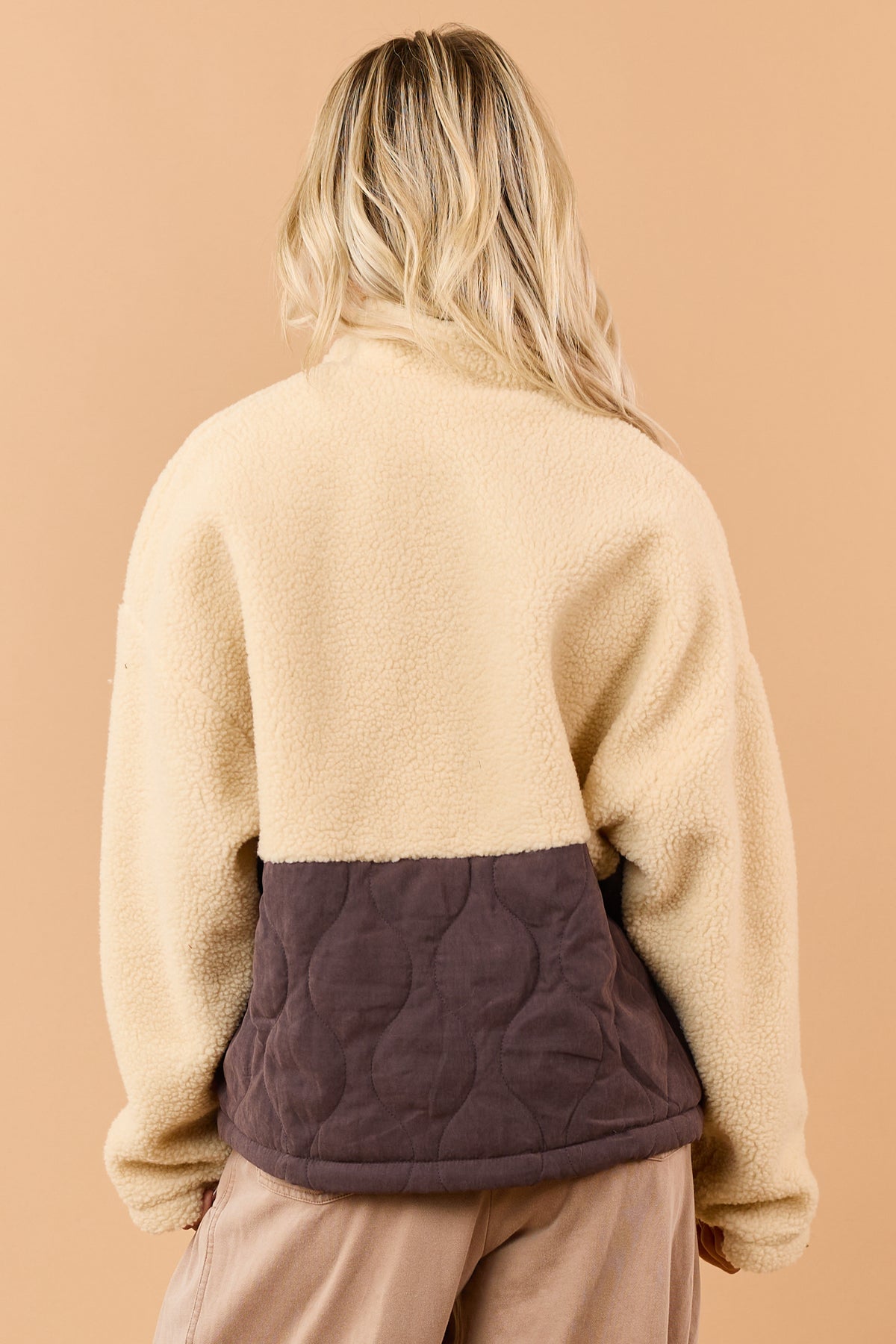 Buttercream Yellow Two Toned Quilted Sherpa Jacket
