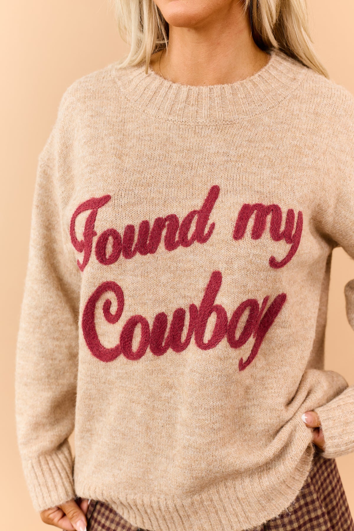 Camel 'Found My Cowboy' Graphic Relaxed Sweater