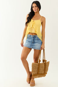 Canary Yellow Ruffle Handkerchief Hem Cami Top