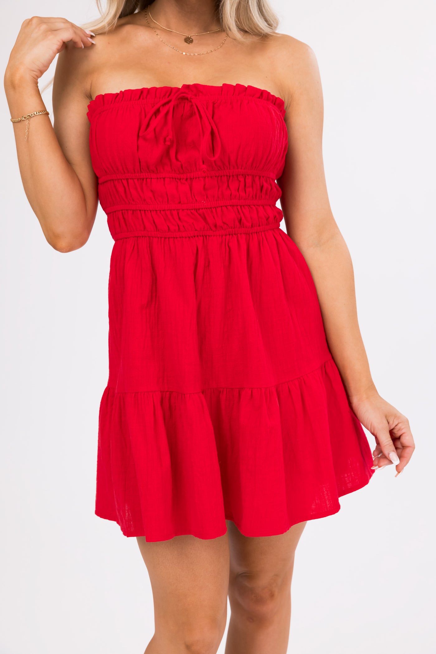 Candy Apple Red Strapless Mini Dress
