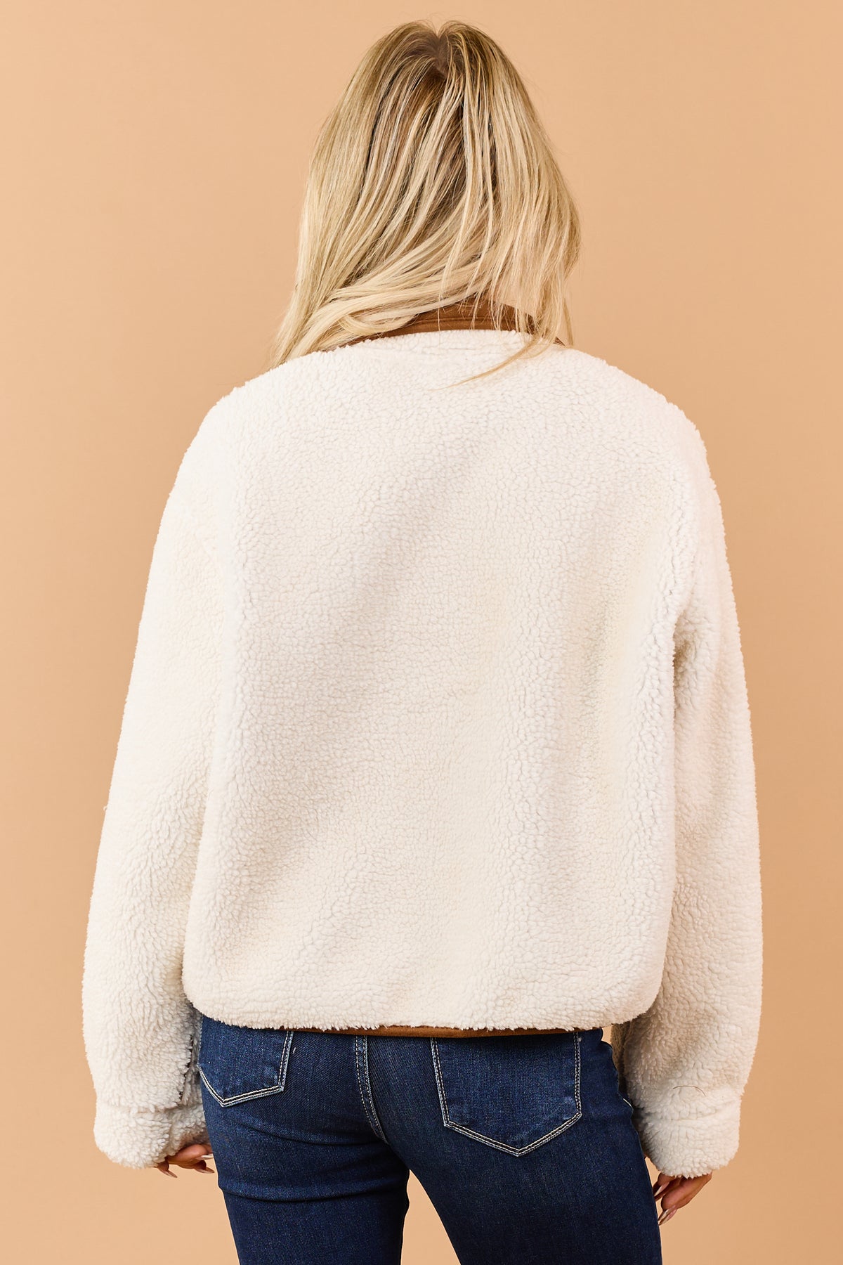 Caramel Faux Suede Reversible Sherpa Jacket