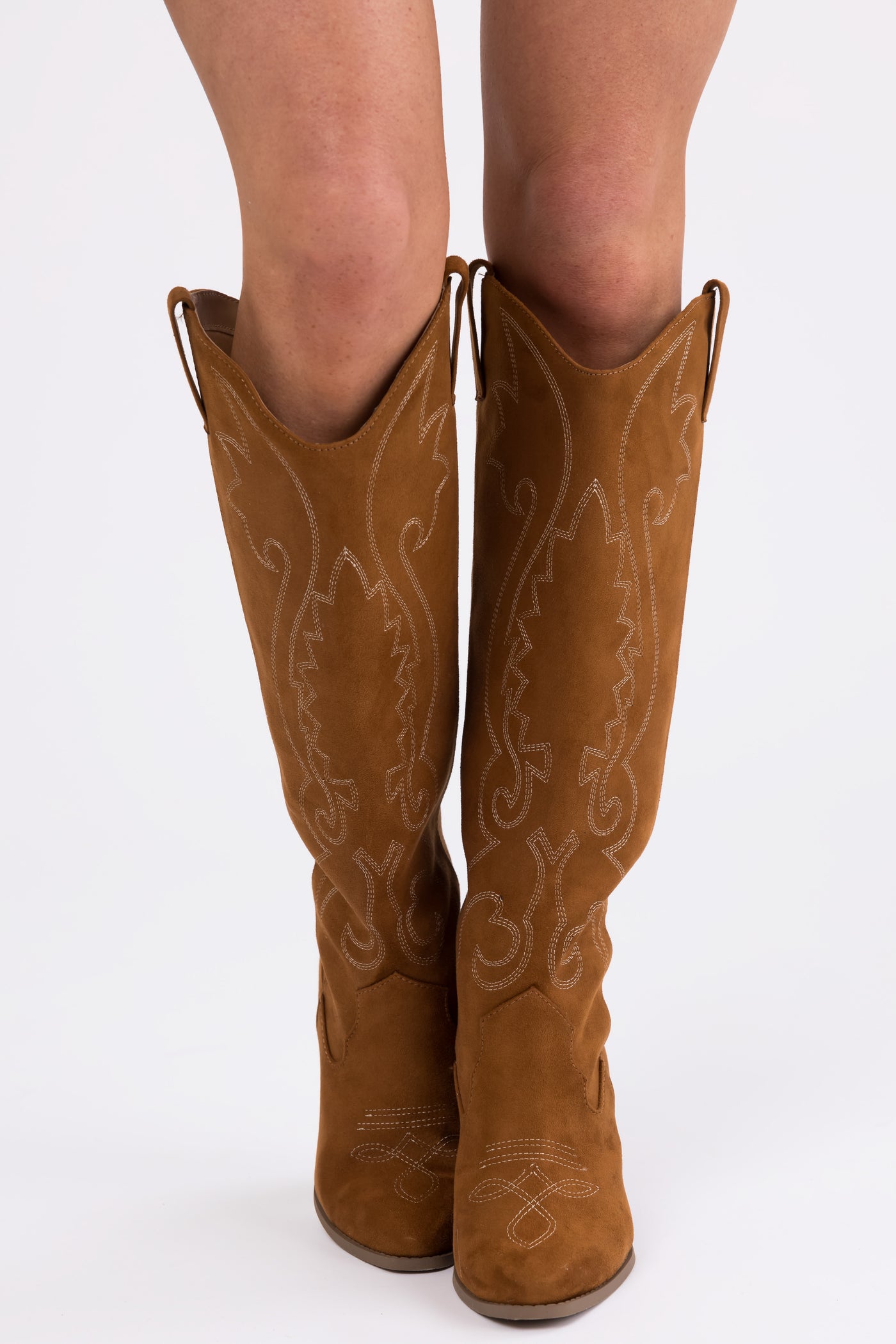 Caramel Knee High Block High Heel Western Boots Lime Lush Boutique