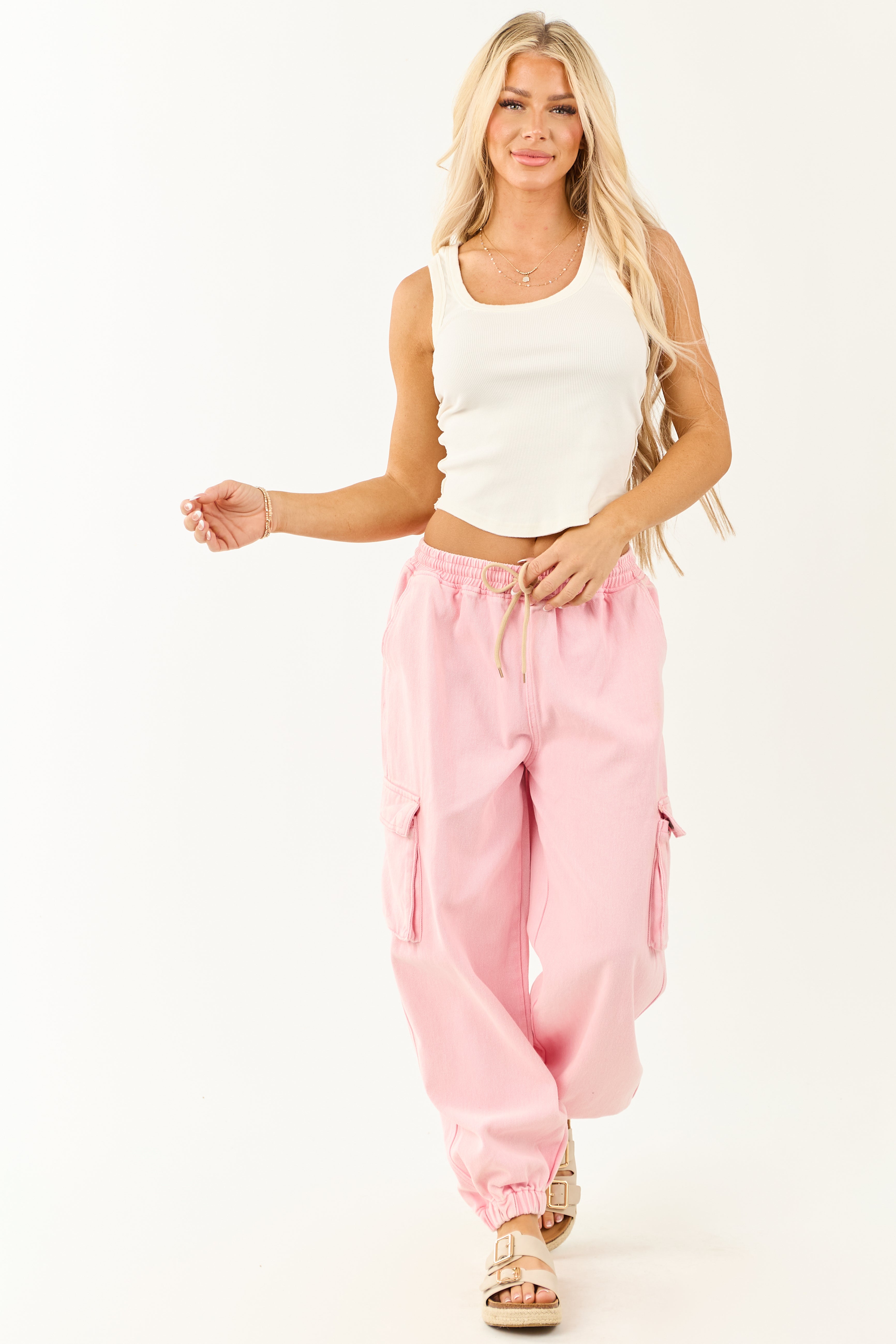 Carnation Acid Washed Cargo Jogger Jeans