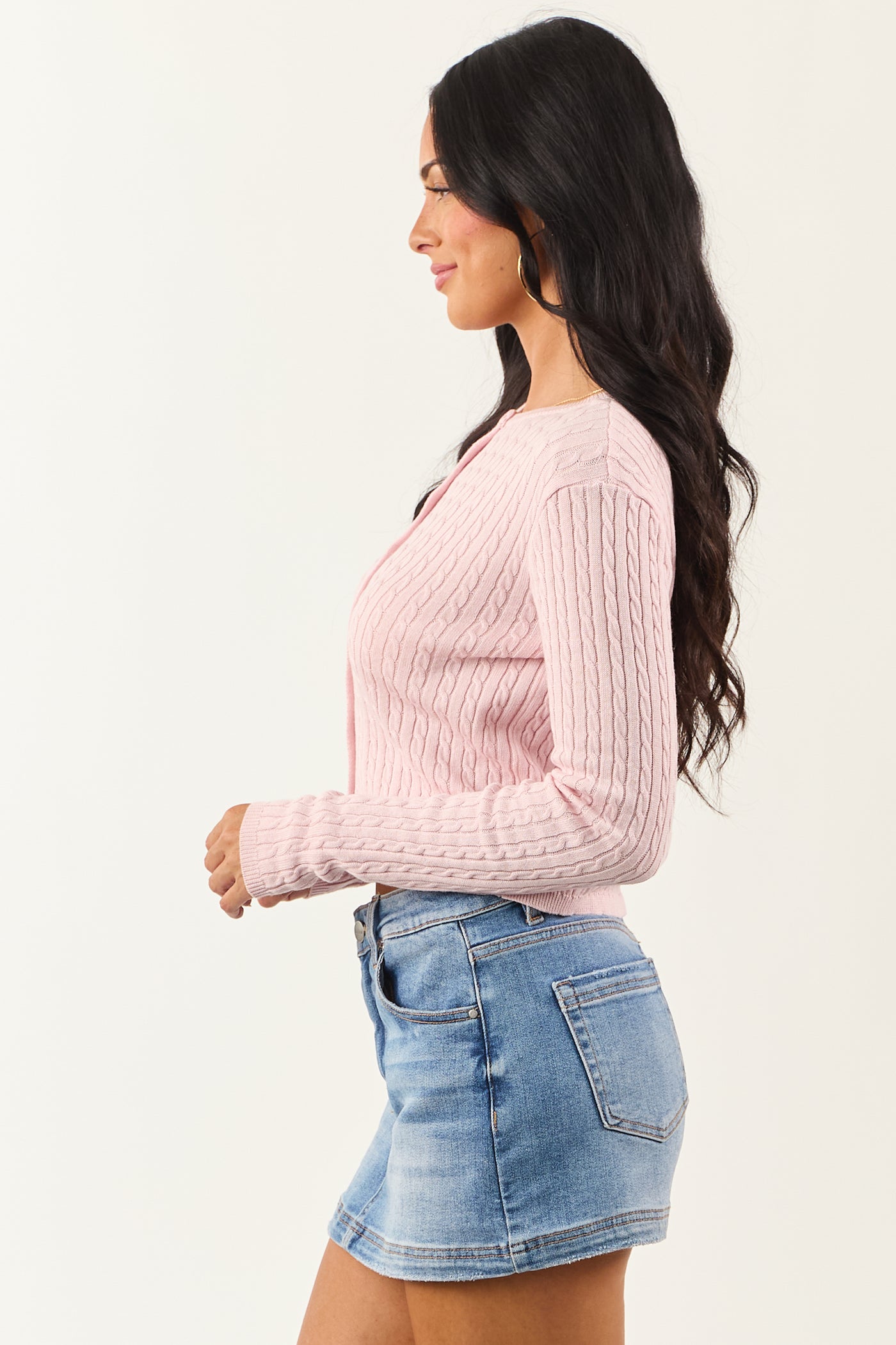 Carnation Button Down Cable Knit Cardigan