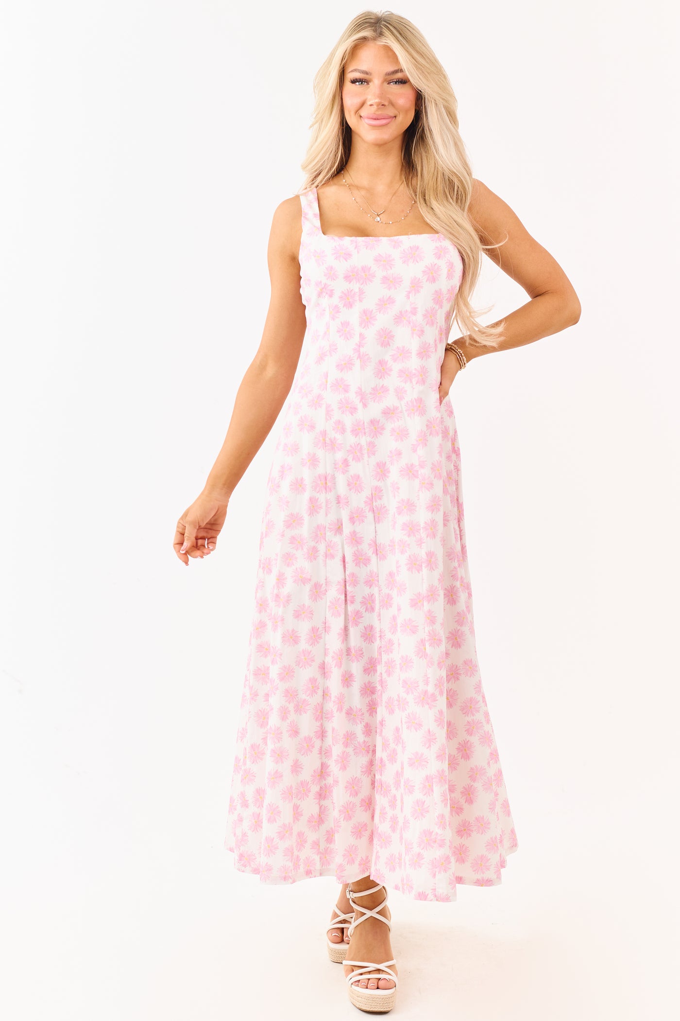 Carnation Cotton Floral Print Sleeveless Maxi Dress