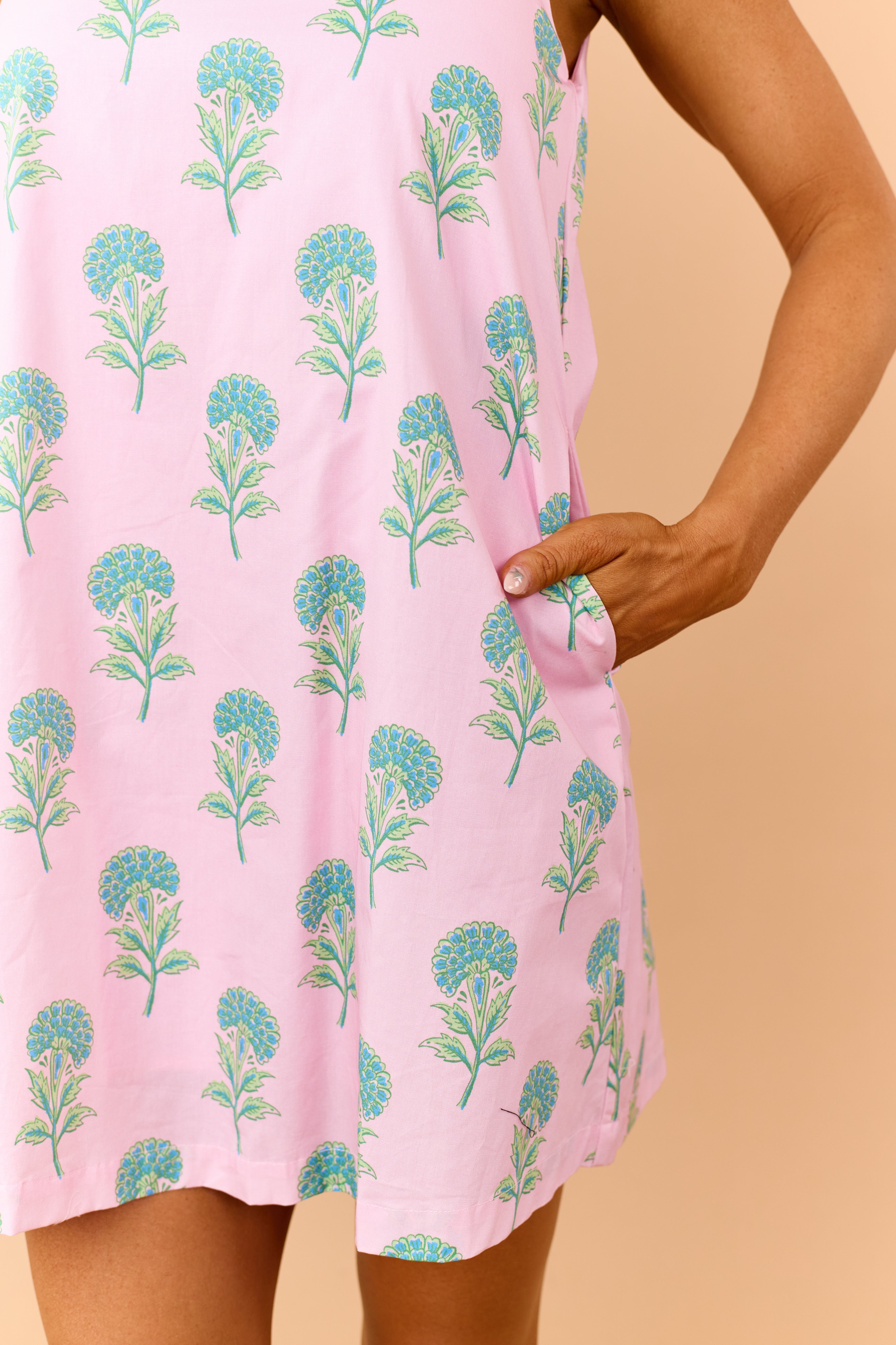 Carnation Cotton Floral Print Sleeveless Mini Dress