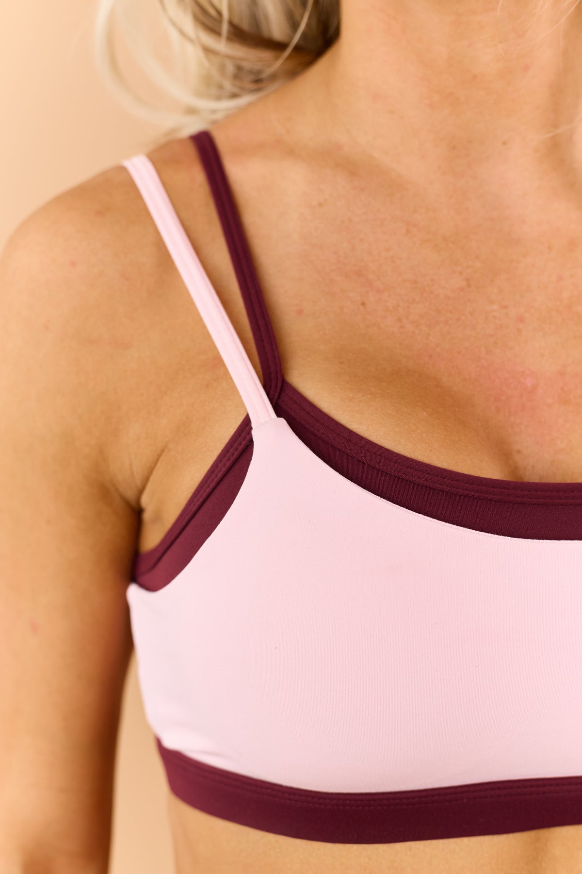 Carnation Double Layered Contrast Sports Bra