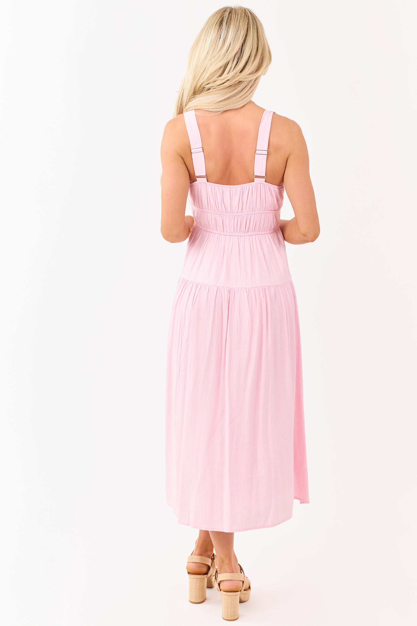 Carnation Elastic Waist Sleeveless Midi Dress