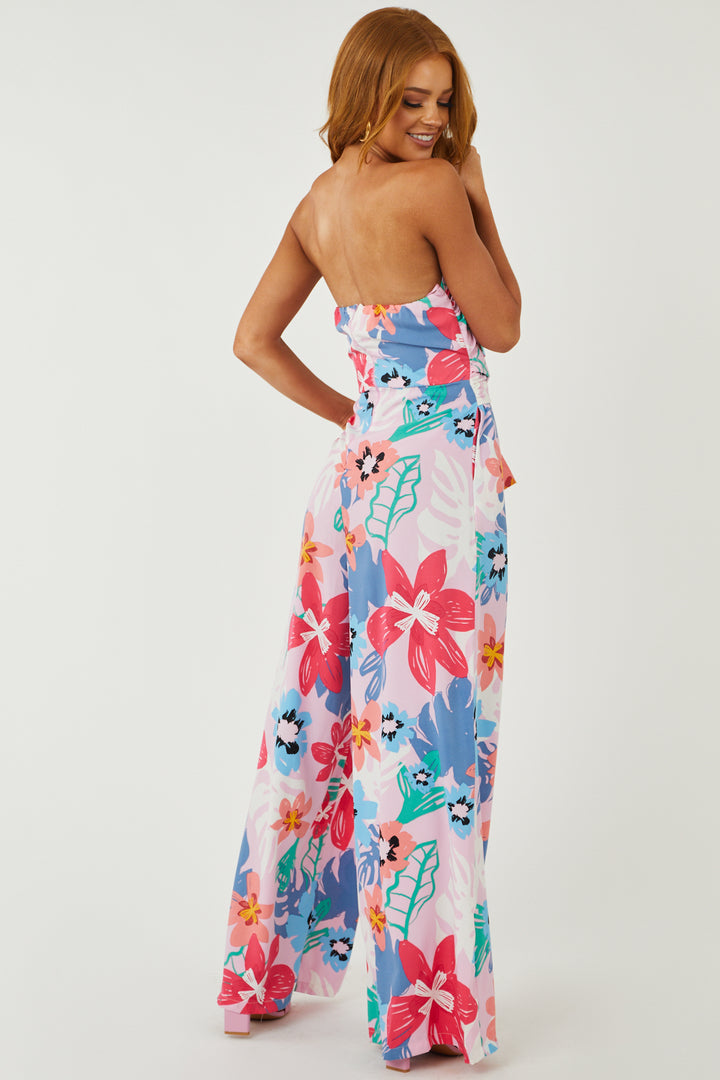 Carnation Floral Print Strapless Jumpsuit