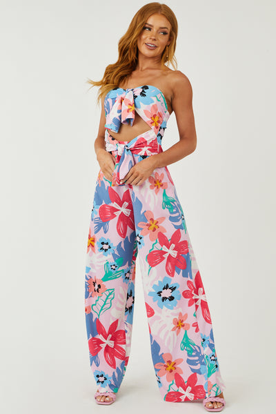 Carnation Floral Print Strapless Jumpsuit