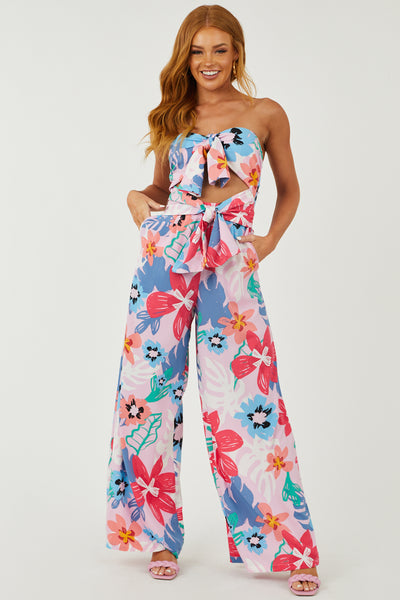 Carnation Floral Print Strapless Jumpsuit