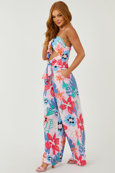 Carnation Floral Print Strapless Jumpsuit