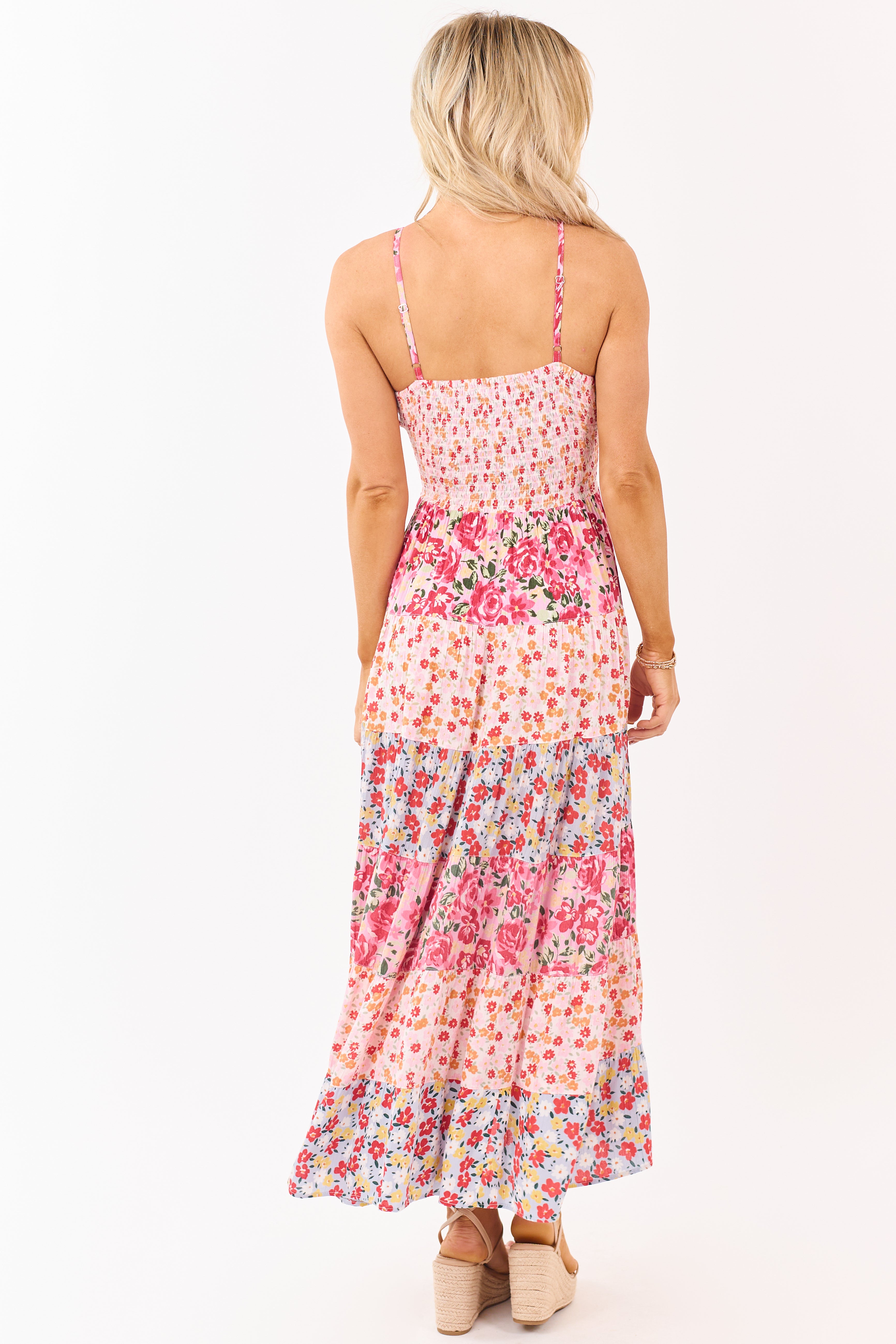 Carnation Front Twist Tiered Floral Print Maxi Dress