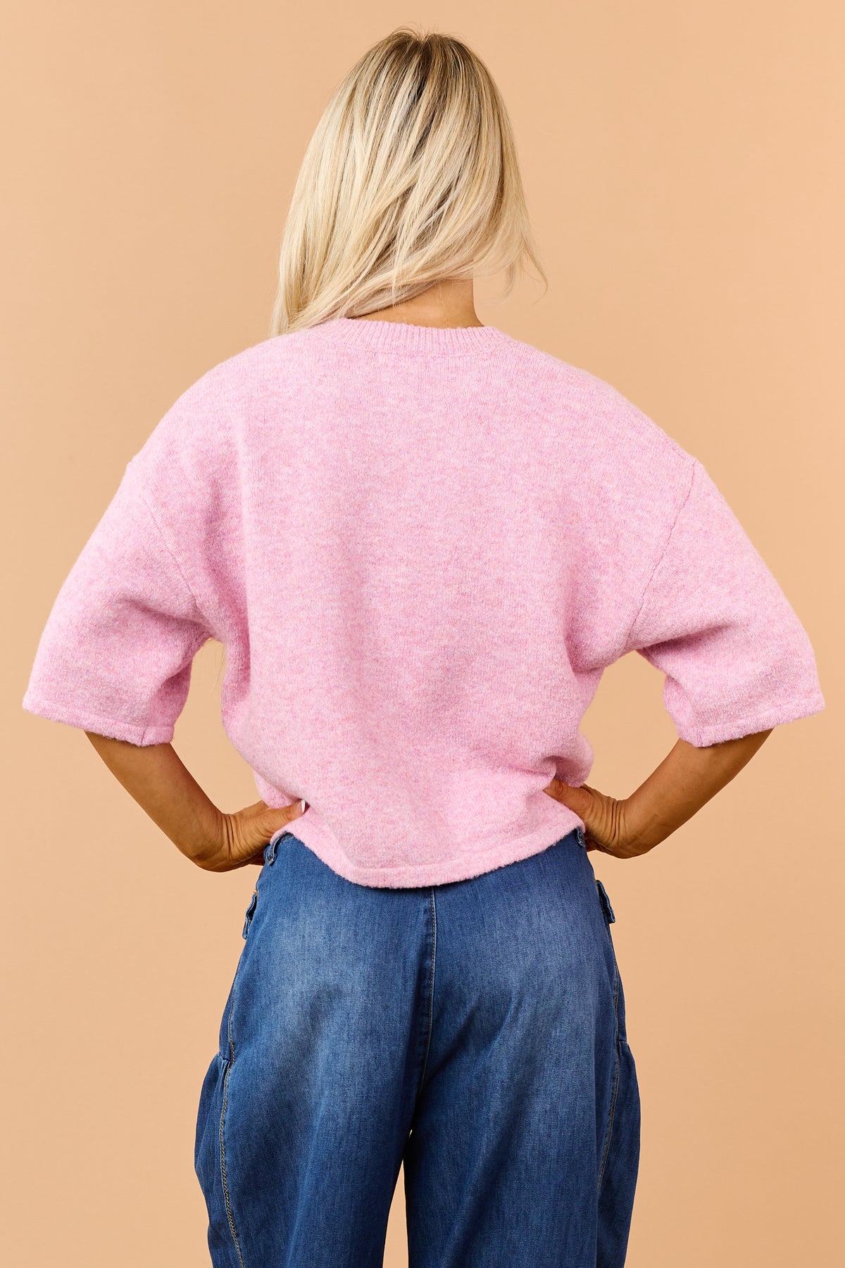 Carnation Half Sleeve Button Down Sweater