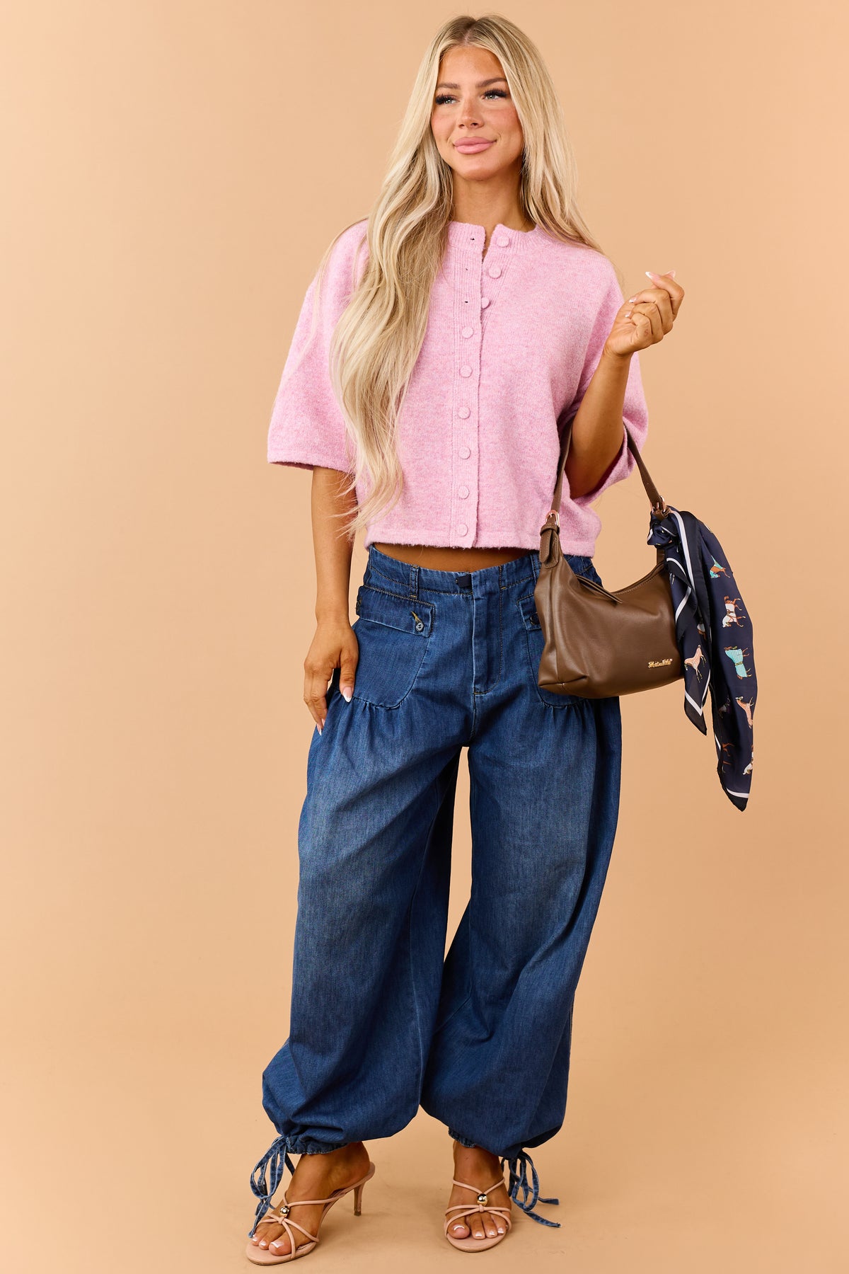 Carnation Half Sleeve Button Down Sweater