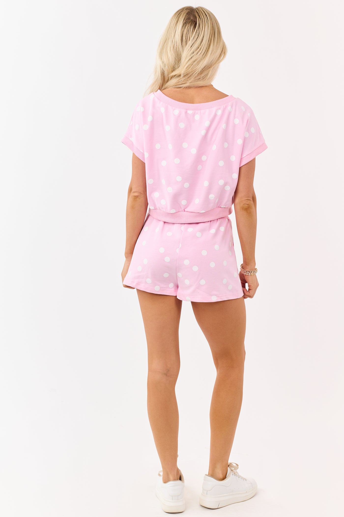 Carnation Polka Dot Boxy Knit Top and Shorts Set