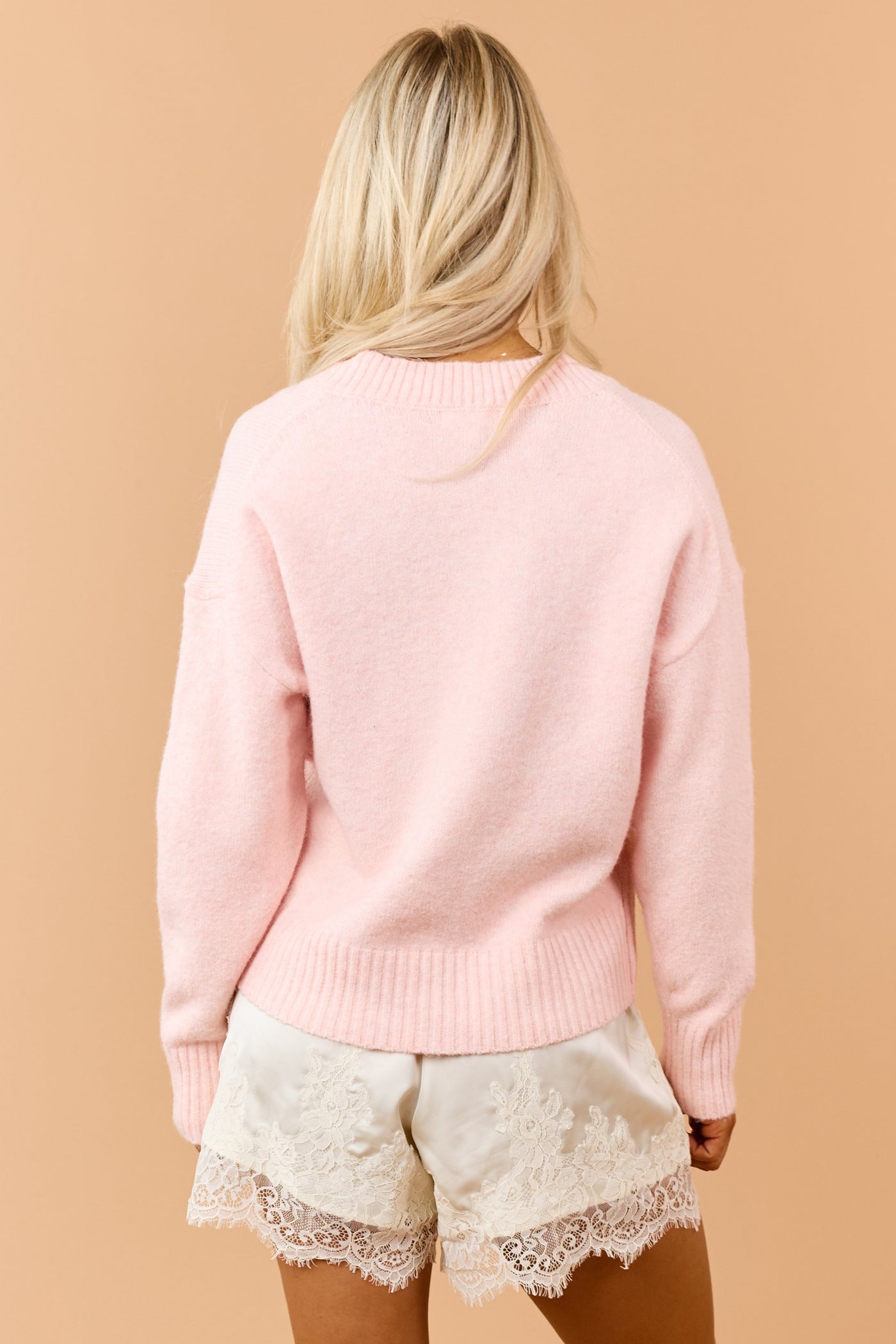 Carnation Soft Knit V-Neck Relaxed Sweater