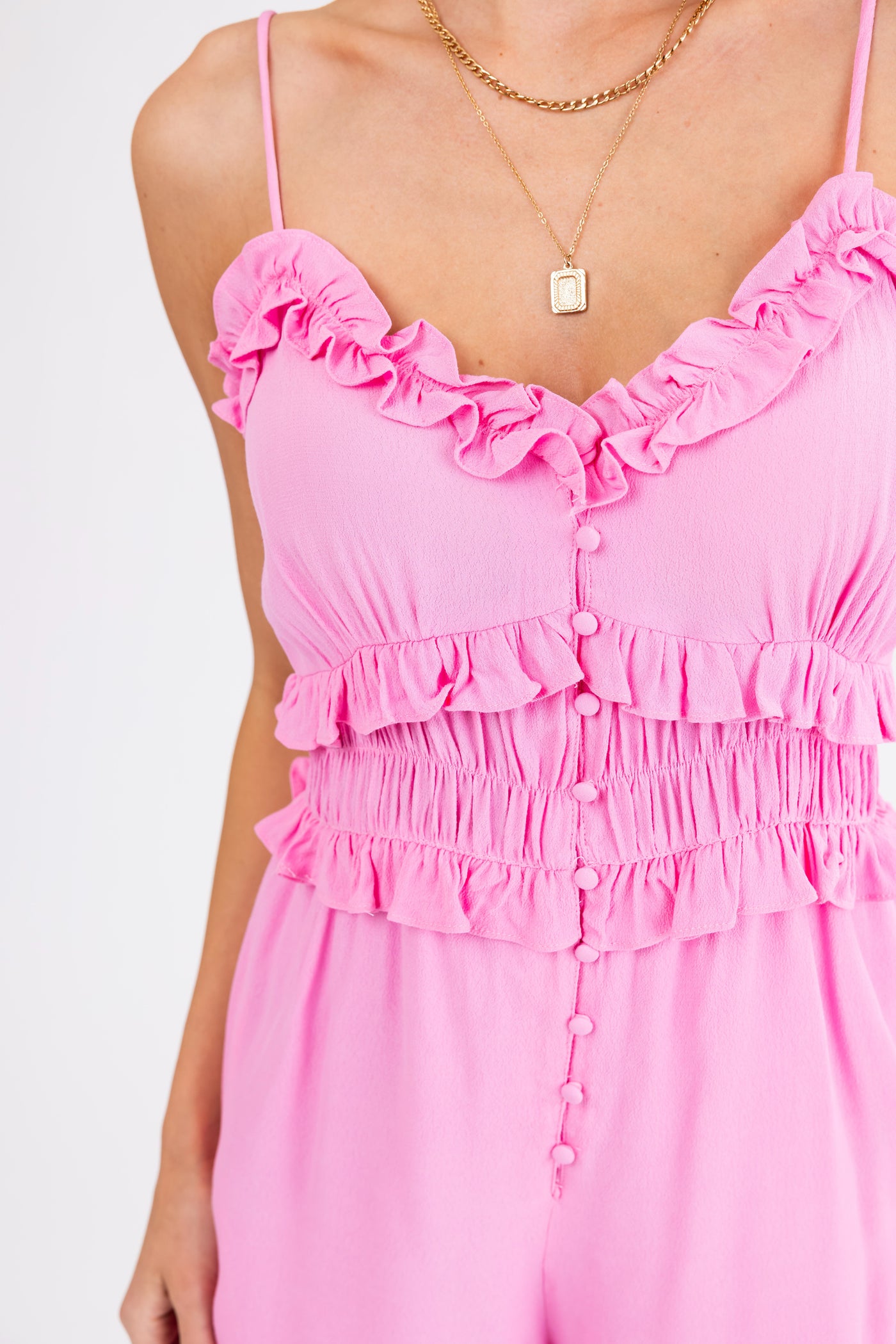 Carnation Tiered Ruffle Ruched Romper