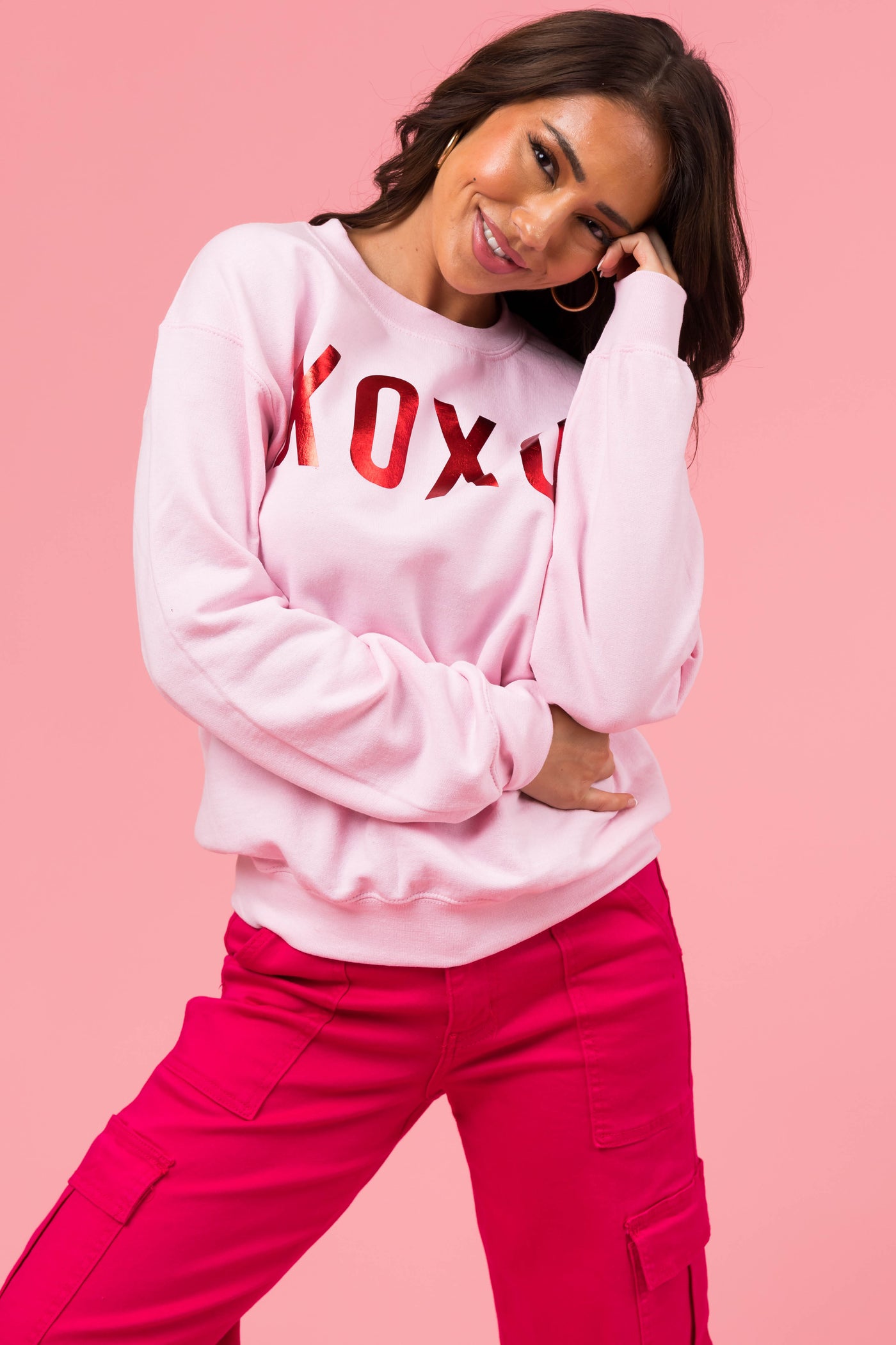 Carnation 'XOXO' Shiny Graphic Sweatshirt