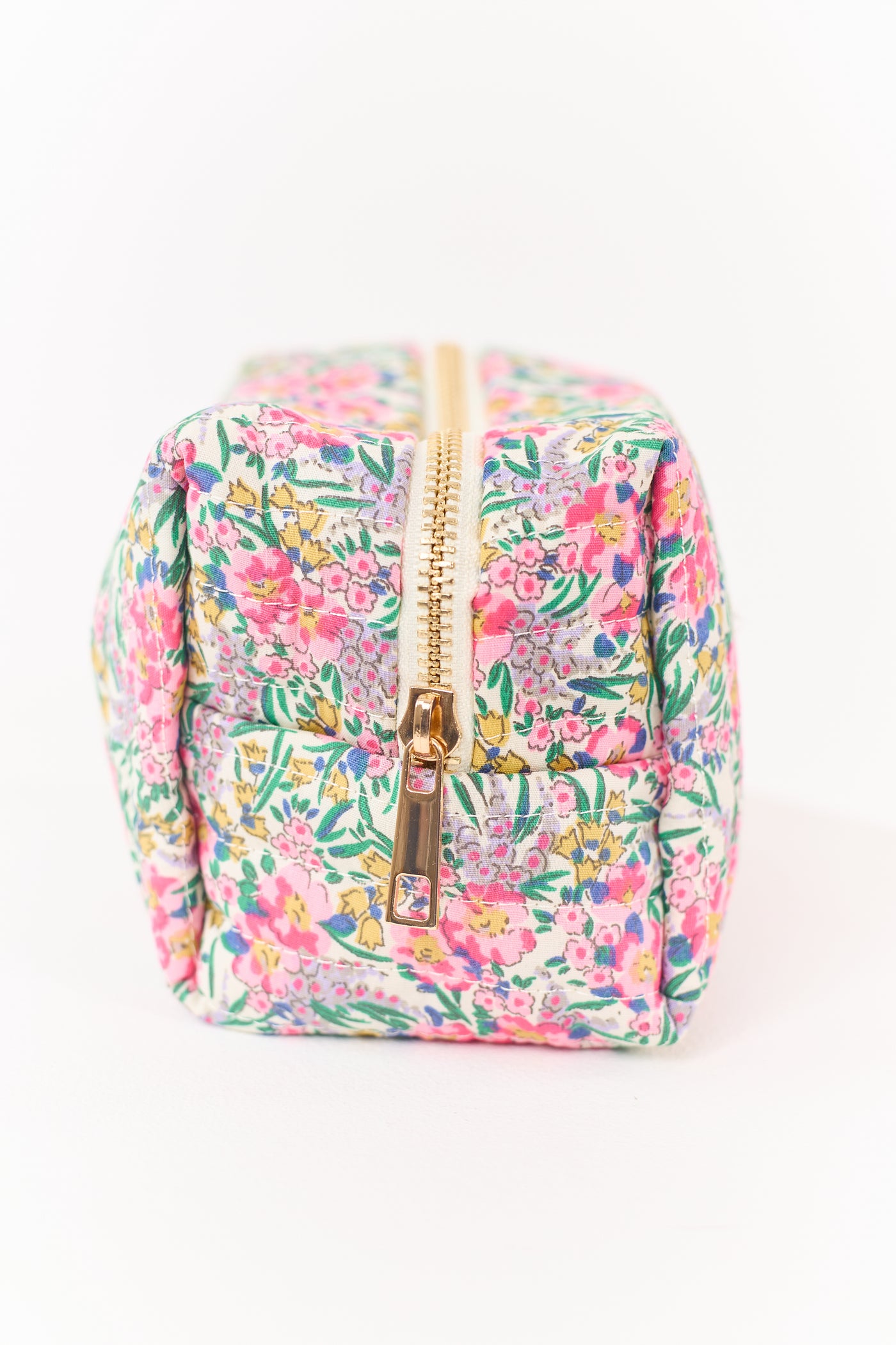 Carnation Floral Print Quilted Cosmetic Bag