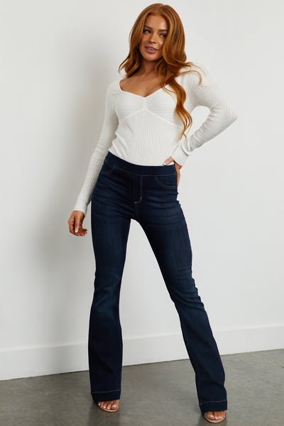 Cello Bailey Dark Wash Denim Flare Jeggings