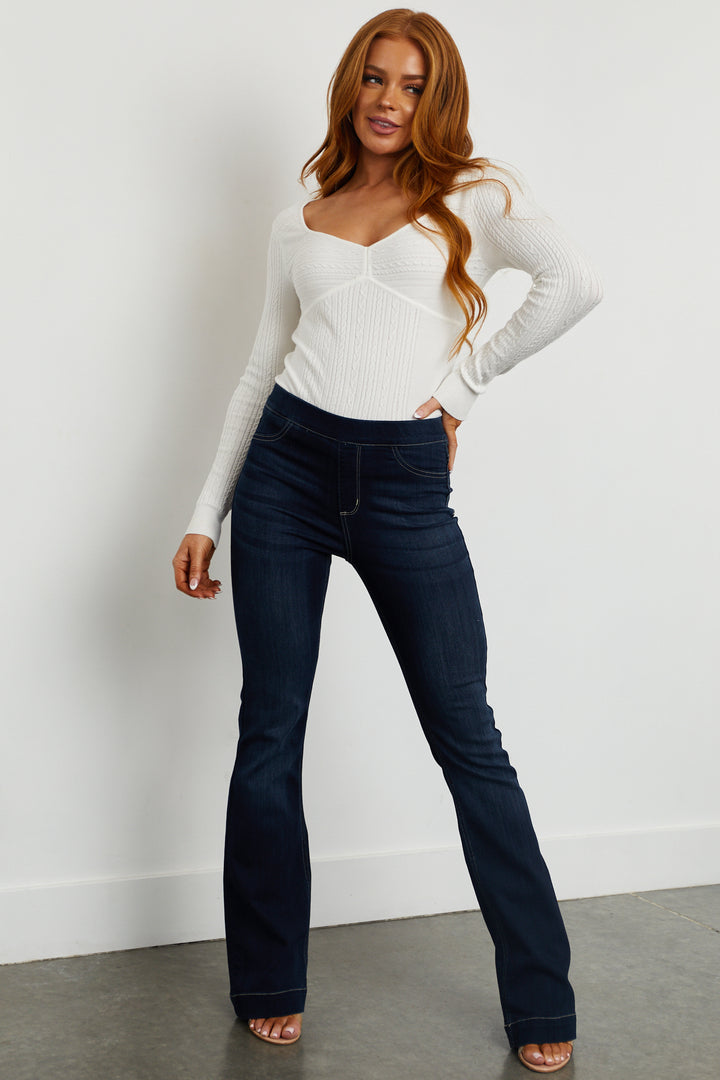 Cello Bailey Dark Wash Denim Flare Jeggings