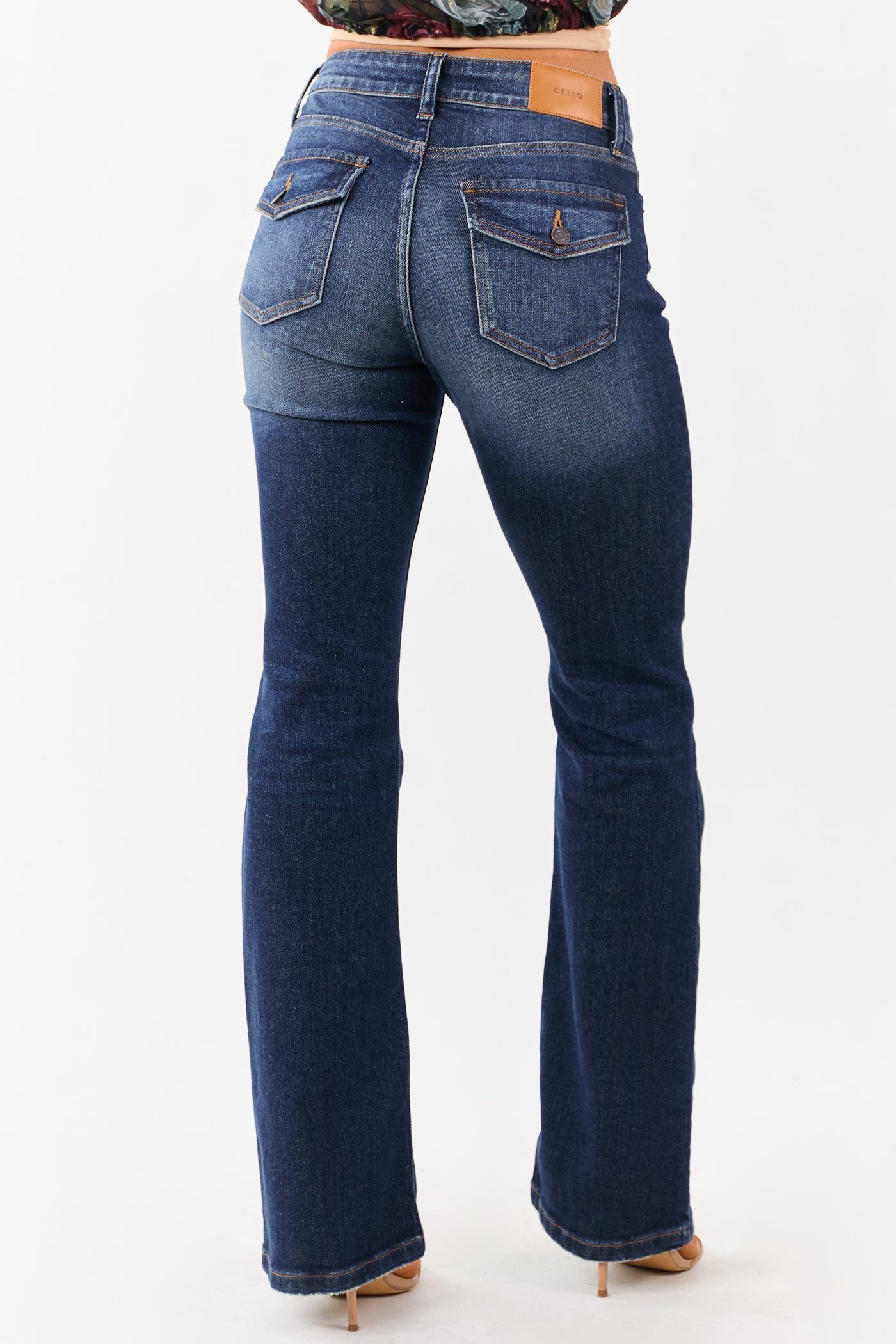 Cello Dark Vintage Wash Stretchy Bootcut Jeans