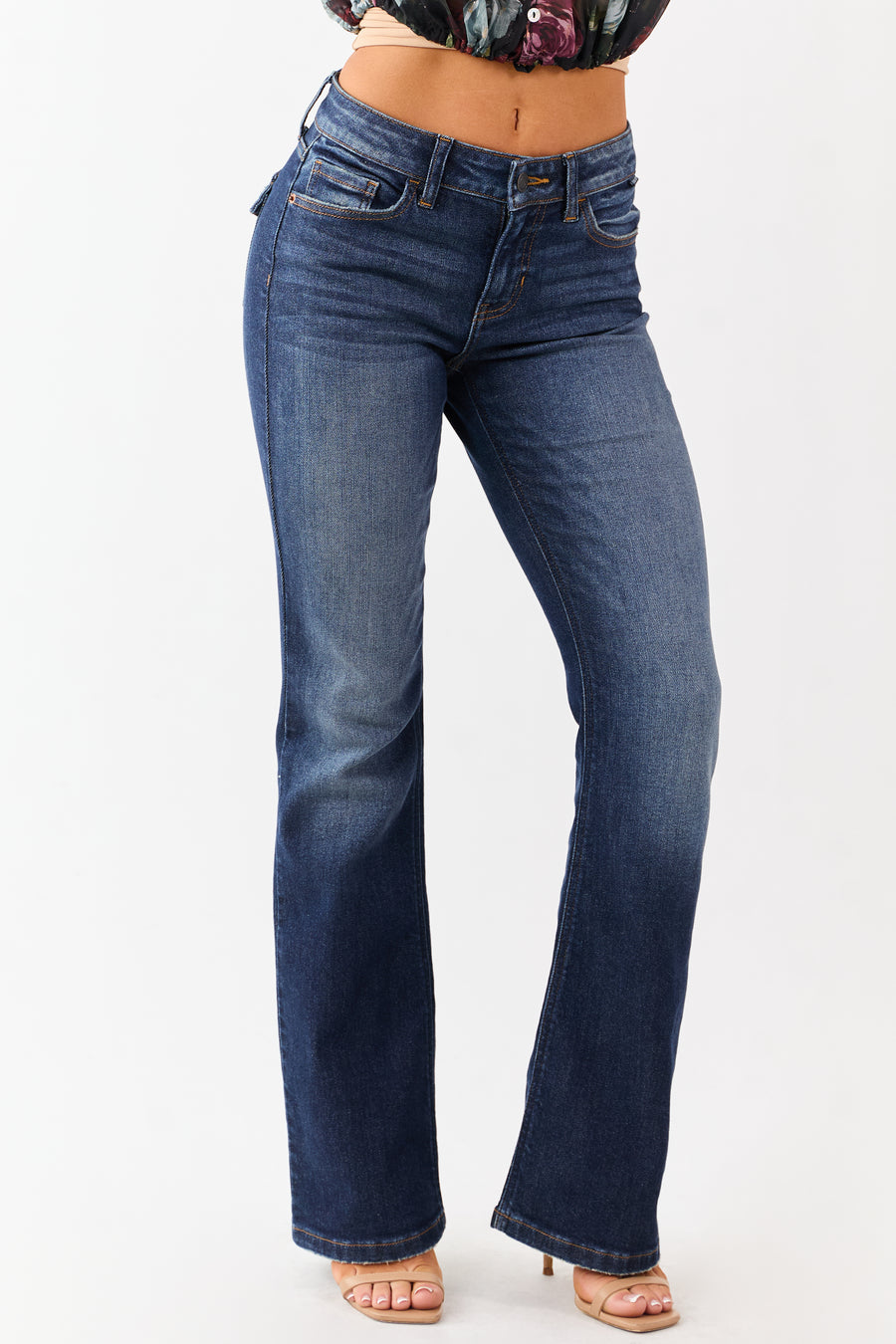 Cello Dark Vintage Wash Stretchy Bootcut Jeans