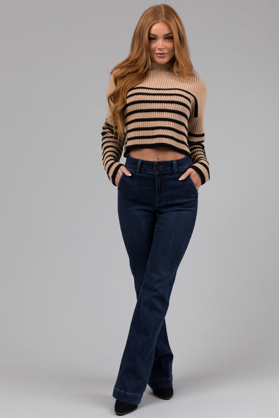 Cello Dark Wash Flare Leg Two Button Jeans